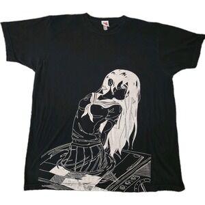 Omo Omocat Sinking Anime Girl Black Size XL Short Sleeve T-Shirt Japanese Manga